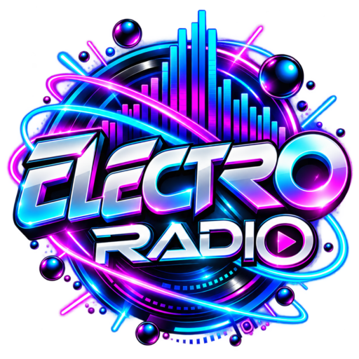 Logo néon futuriste Electro Radio (carré)